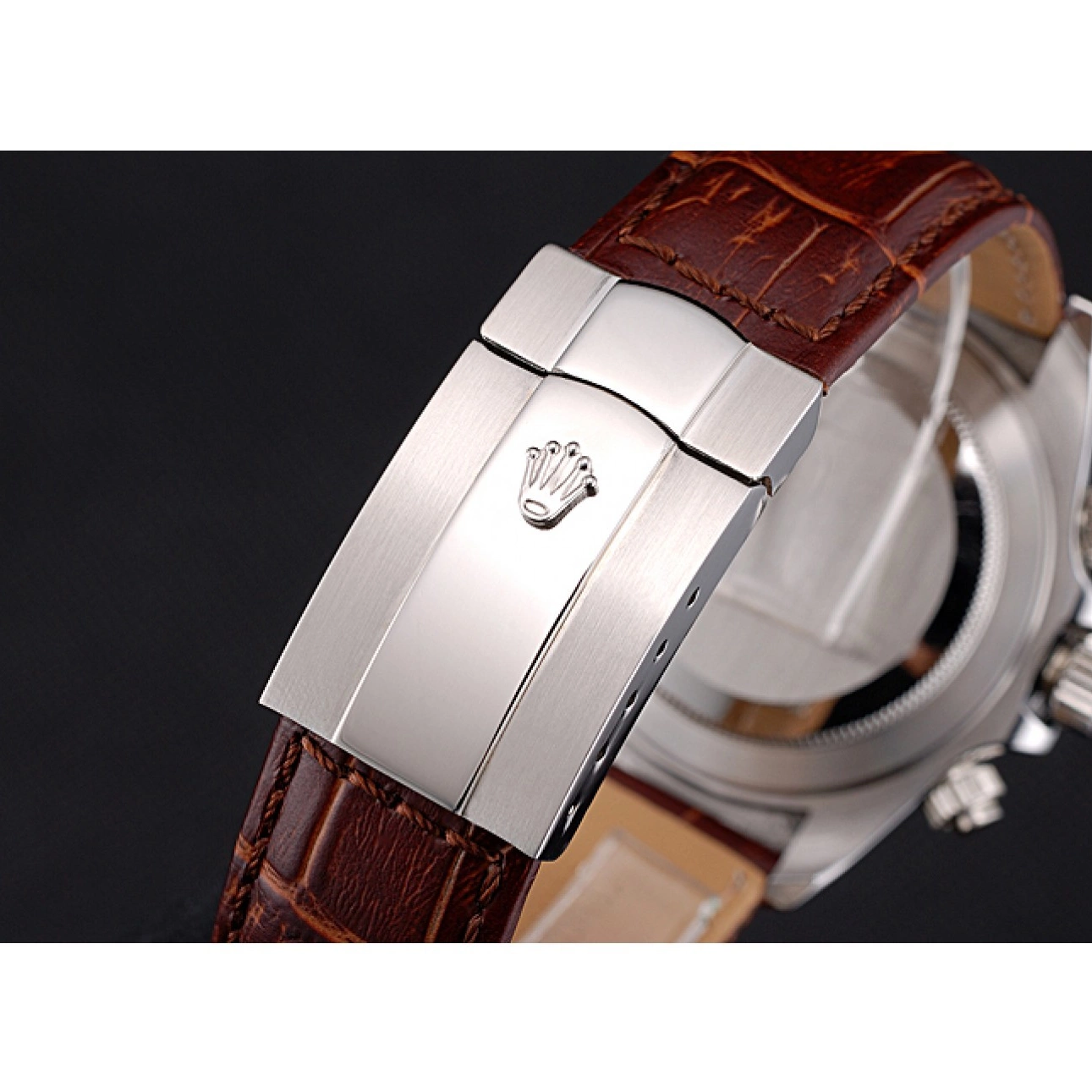 AAA Replica Watches Leather Daytona Dial Rolex Stainless Case Strap White Brown Steel 0815